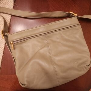 Stone Mointain Elegant Tan/Gray Shoulder Bag Genuine Leather